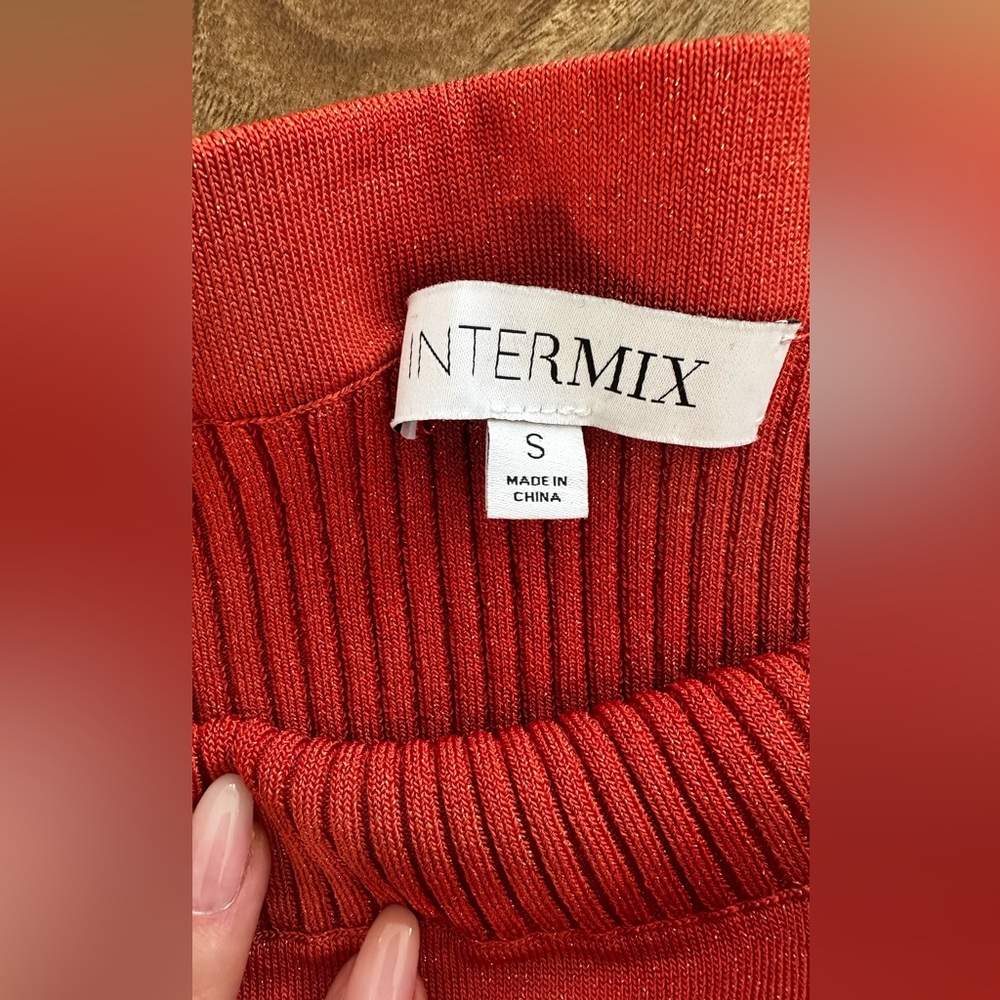 Intermix Knit Set Skirt & Top Coral Metallic Size S”